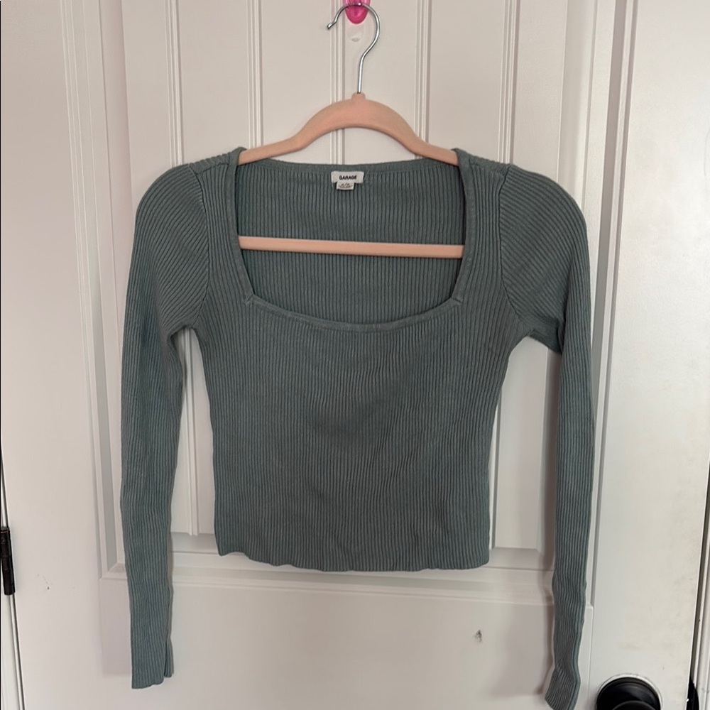 Garage Teal Ribbed Long Sleeve shirt